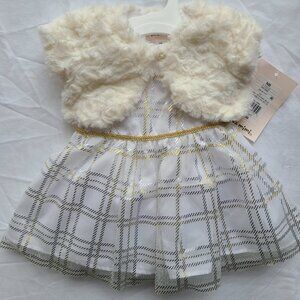 MIA AND MIMI Special Occasion NEWBORN Dress Tulle Lined Ivory, White, Gold